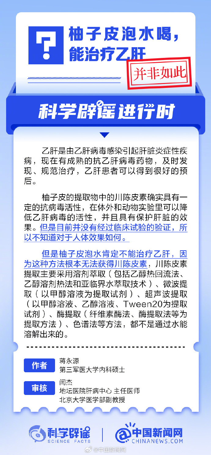 柚子皮泡水喝不能治疗乙肝，认清误区，倡导科学认知之路